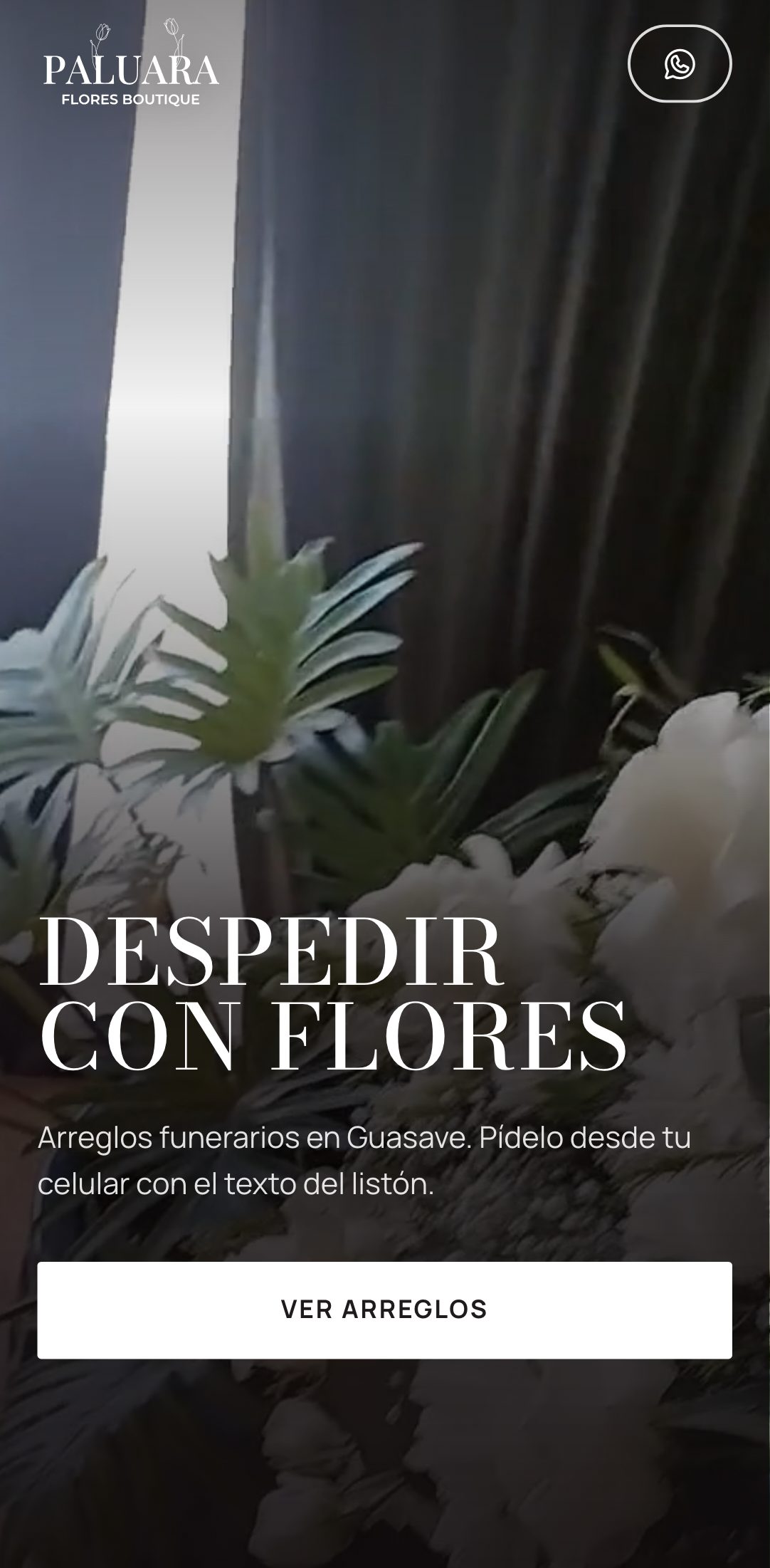 La tienda en línea de una florería en el celular