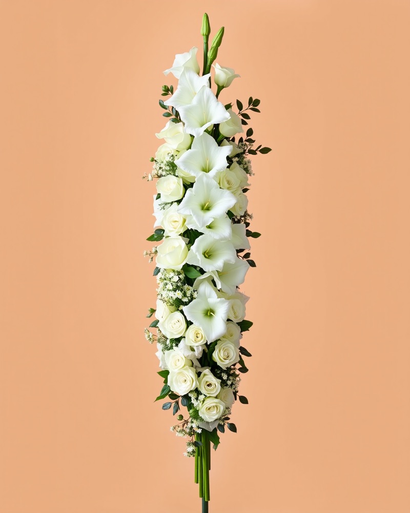 Arreglo funerario alto de gladiolas