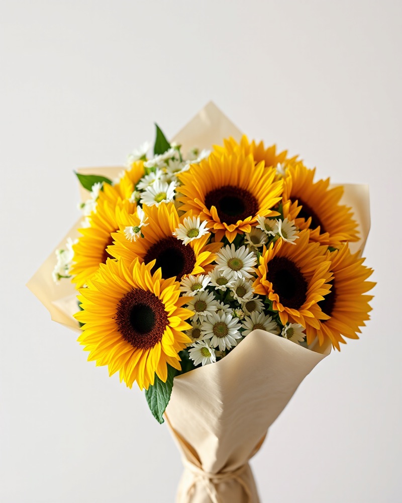 Ramo de girasoles y margaritas